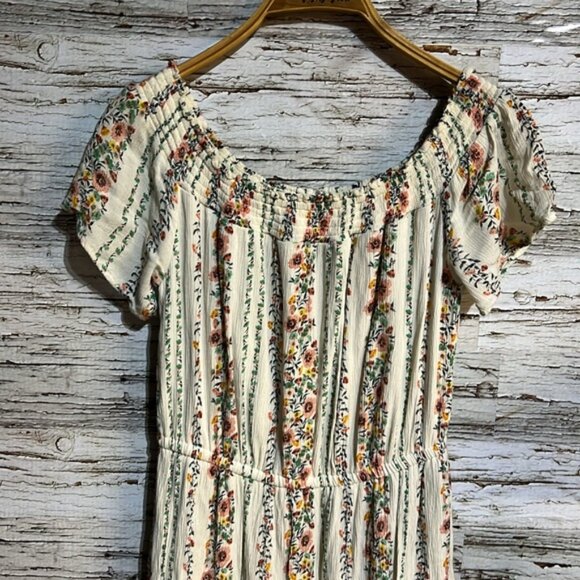 Old Navy Floral Striped Dress - White and Multicolor - Picture 2 of 6